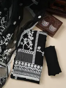 MOZAFIA Floral Embroidered Unstitched Dress Material