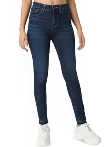 SPYKAR Women Super Skinny Fit High-Rise Mildly Distressed Light Fade Jeans