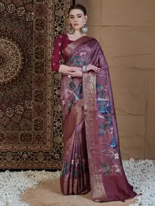 Anouk Floral Zari Silk Blend Sungudi Saree