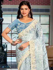 Anouk Ethnic Motifs Sequinned Pure Chiffon Saree