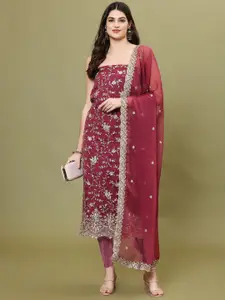 Meena Bazaar Embroidered Art Silk Unstitched Dress Material