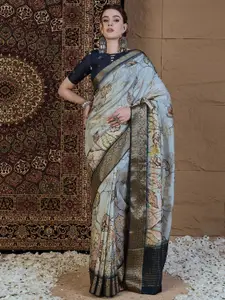 Anouk Floral Zari Silk Blend Sungudi Saree