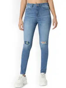 SPYKAR Women Super Skinny Fit High-Rise Mildly Distressed Light Fade Jeans