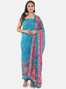 MOZAFIA Bandhani Embroidered Organza Unstitched Dress Material