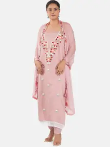 MOZAFIA Floral Embroidered Unstitched Dress Material