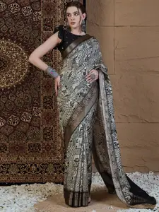 Anouk Ethnic Motifs Zari Silk Blend Sungudi Saree