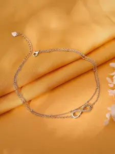 GIVA 925 Sterling Silver Rhodium-Plated Anklet