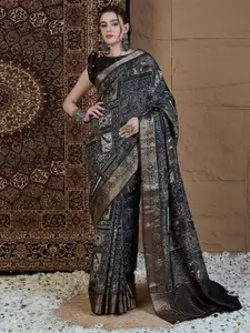 Anouk Ethnic Motifs Zari Silk Blend Sungudi Saree