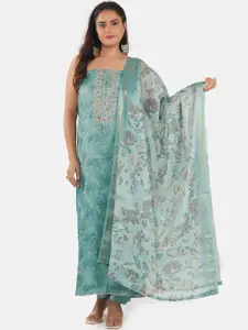 MOZAFIA Floral Printed Zari Unstitched Dress Material