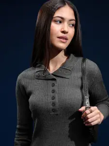 Basics By Tokyo Talkies Women Ribbed Pullover