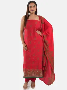 MOZAFIA Floral Embroidered Pure Silk Unstitched Dress Material