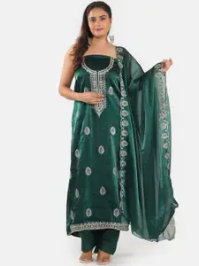 MOZAFIA Floral Embroidered Zari Unstitched Dress Material