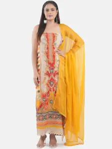 MOZAFIA Ethnic Motifs Printed Organza Unstitched Dress Material