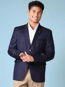 V-Mart Checked Notched Lapel Single-Breasted Blazer