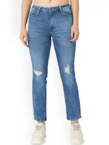 SPYKAR Women Slim Fit Mildly Distressed Light Fade Jeans