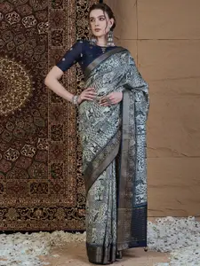 Anouk Ethnic Motifs Zari Silk Blend Saree