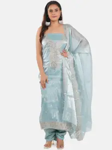 MOZAFIA Premium Floral Embroidered Zari Unstitched Dress Material