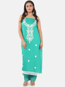 MOZAFIA Floral Embroidered Sequinned Unstitched Dress Material