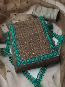 APNISHA Floral Embroidered Pure Silk Unstitched Dress Material