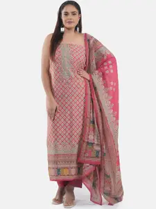 MOZAFIA Premium Floral Embroidered Zari Pure Silk Unstitched Dress Material