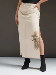 FREAKINS Straight Side Slit Maxi Skirt