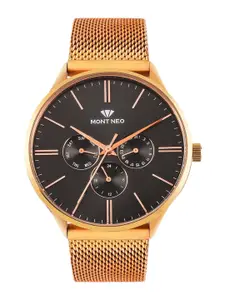 MONT NEO Men Embellished Dial & Stainless Steel Bracelet Style Straps Analogue Watch 7001M-E3304