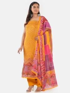 MOZAFIA Bandhani Printed Organza Unstitched Dress Material