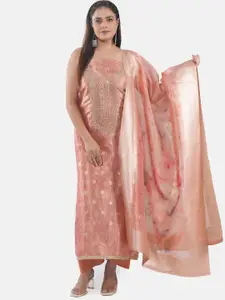 MOZAFIA Floral Embroidered Organza Unstitched Dress Material