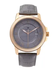 MONT NEO Men Embellished Dial & Leather Textured Straps Analogue Watch 8002E-L3315