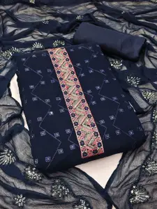 APNISHA Geometric Embroidered Silk Georgette Unstitched Dress Material