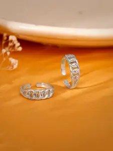 GIVA 925 Sterling Silver Rhodium-Plated Flowing Links Toe Rings