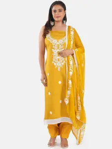 MOZAFIA Floral Embroidered Zari Unstitched Dress Material