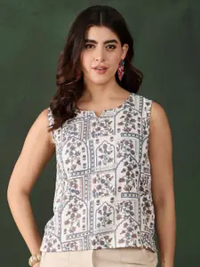 Sangria Floral Printed Sleeveless Top