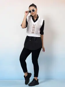 Stylecast X Kotty Women Printed Crop Sweater Vest