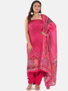 MOZAFIA Floral Embroidered Organza Unstitched Dress Material