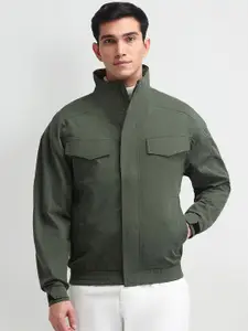 U.S. Polo Assn. Denim Co. Men Mock Collar Solid Casual Bomber Jacket