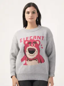 Albion By CnM Women Printed Round Neck Pullover Sweater