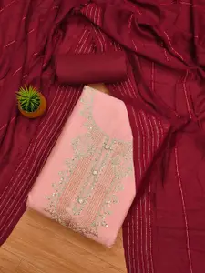 LADY SHOPI Floral Embroidered Sequinned Unstitched Dress Material