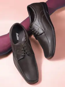 Bata Men Textured Leather Formal Derbys