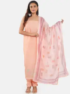 MOZAFIA Floral Embroidered Sequinned Linen Unstitched Dress Material