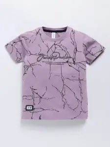 Ginie Boys Typography Printed Round Neck Cotton T-shirt