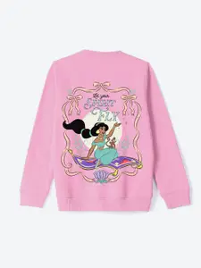 YK Disney Girls Disney Princess Printed Round Neck Pullover Sweatshirt