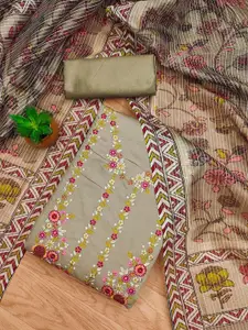 JULEE Floral Embroidered Pure Silk Unstitched Dress Material