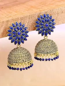 JMBW INTERNATIONAL Gold-Plated Beaded Dome Shaped Jhumkas
