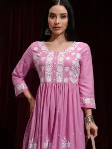 Vishudh Floral Embroidered Fit & Flare Midi Dress