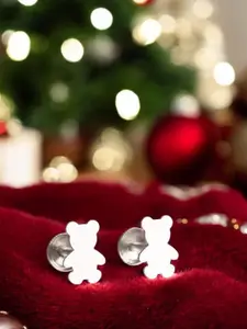 Sangria 92.5 Sterling Silver Teddy Shaped Stud Earrings