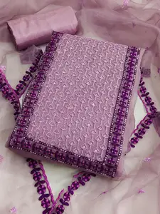 JULEE Floral Embroidered Sequinned Pure Silk Unstitched Dress Material