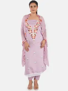MOZAFIA Floral Embroidered Unstitched Dress Material