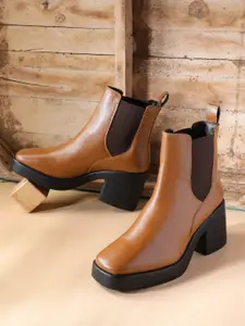 The Roadster Life Co. Women Mid-Top Block Heel Chelsea Boots