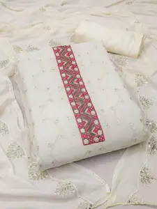 JULEE Geometric Embroidered Sequinned Silk Georgette Unstitched Dress Material